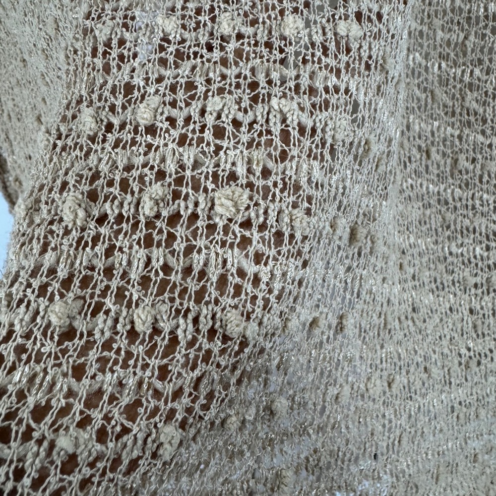 a'reve‎ Womens L Lace Long Sleeve Boho Knit Top Beige Brown Casual Pullover - Picture 6 of 12